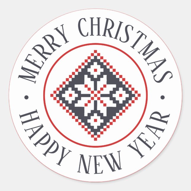 Adesivo Redondo Folk Art Slavic Natal Contemporâneo (Frente)