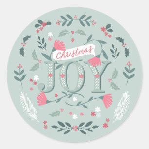 Adesivo Redondo Folksy Christmas Joy Floral & Berries