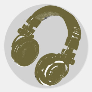 Adesivo Redondo Fone de ouvido DJ