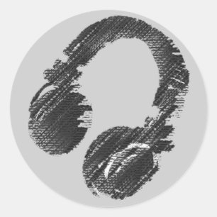 Adesivo Redondo fone de ouvido do Black Music Dejay