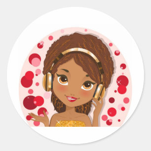 Adesivo Redondo fones de ouvido