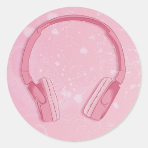 Adesivo Redondo fones de ouvido bonitos
