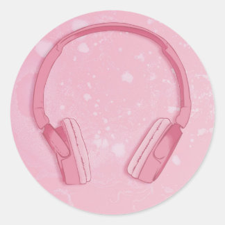 Adesivo Redondo fones de ouvido bonitos