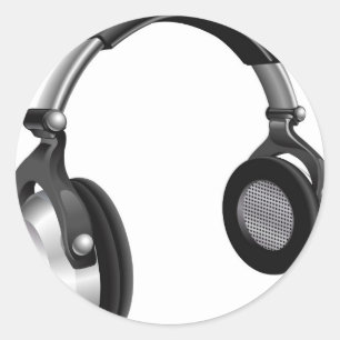Adesivo Redondo Fones de ouvido DJ grandes