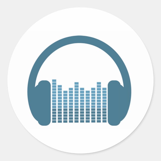Adesivo Redondo Fones de ouvido do DJ, logotipo do DJ (Frente)