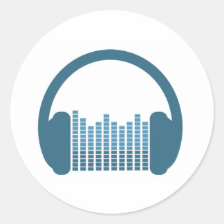 Adesivo Redondo Fones de ouvido do DJ, logotipo do DJ
