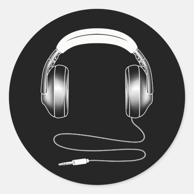 Adesivo Redondo Fones de ouvido legal DJ Music Artist Lover (Frente)