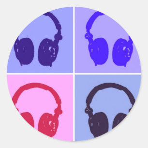 Adesivo Redondo Fones de ouvido pop