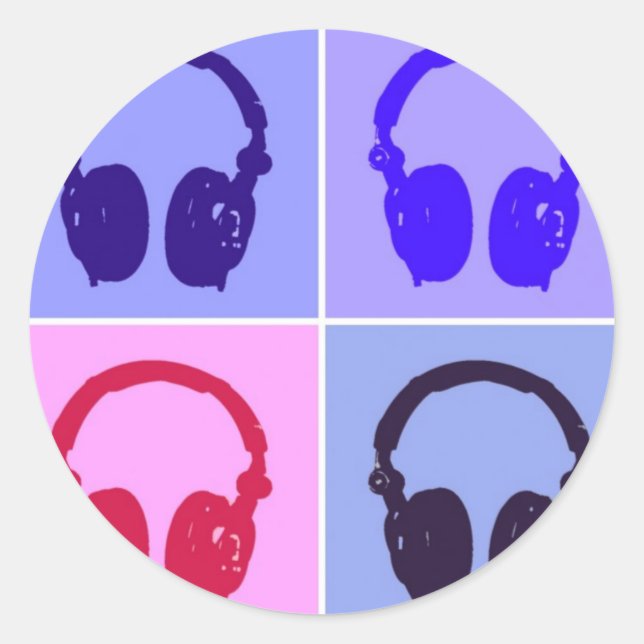 Adesivo Redondo Fones de ouvido pop (Frente)