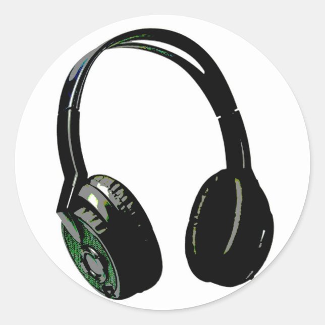Adesivo Redondo Fones de ouvido Pop de arte (Frente)