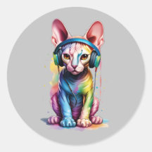 Fones de ouvido Rainbow Sphynx Cat