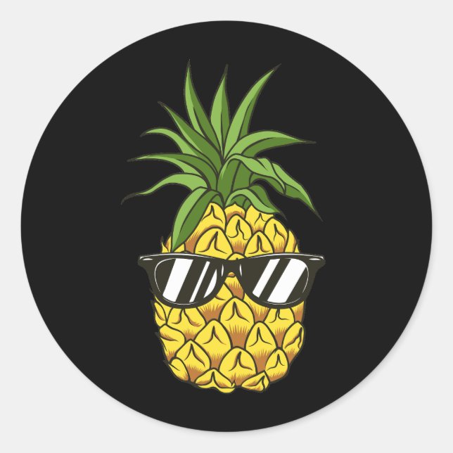 Adesivo Redondo fones de ouvido vestidos de abacaxi (Frente)
