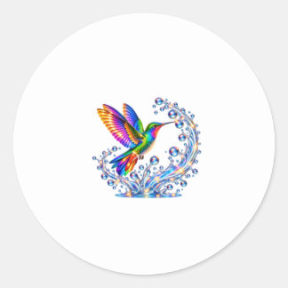 Adesivo Redondo Fonte de Joias de Beija-flor de Cores Brilhantes