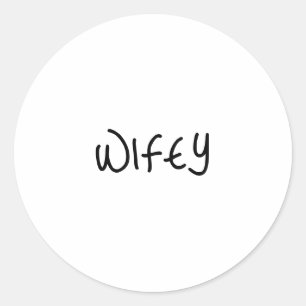 Adesivo Redondo Fonte de Script Wifey Moderna Minimalista
