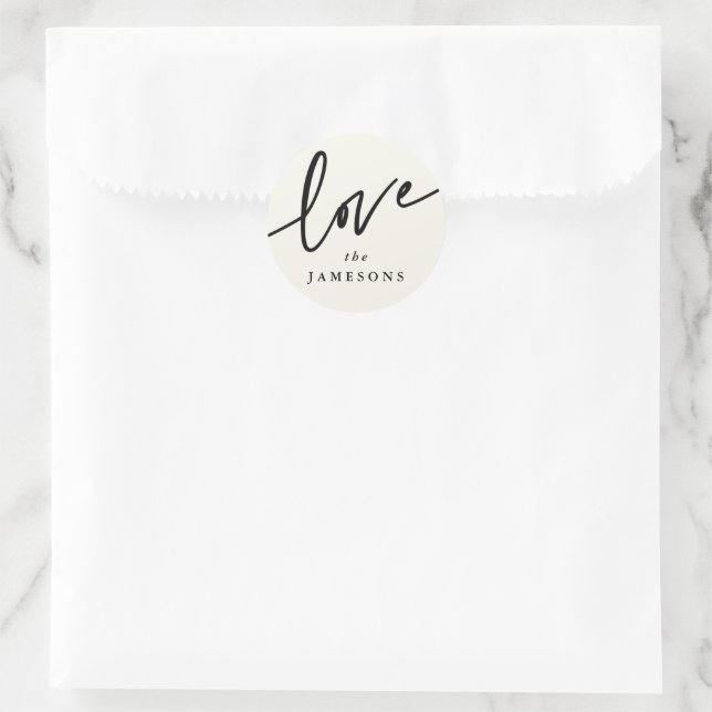 Adesivo Redondo Fonte 'Love' Personalizada (Bolsa)