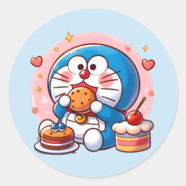 Adesivo Redondo Foodie Doraemon