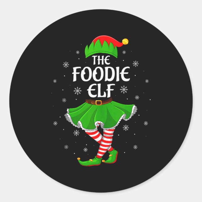 Adesivo Redondo Foodie Elf Christmas Family Girls Women Elf Squad  (Frente)