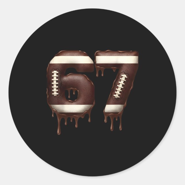 Adesivo Redondo Football 67 Funny Six Seven 6 7 Meme  (Frente)