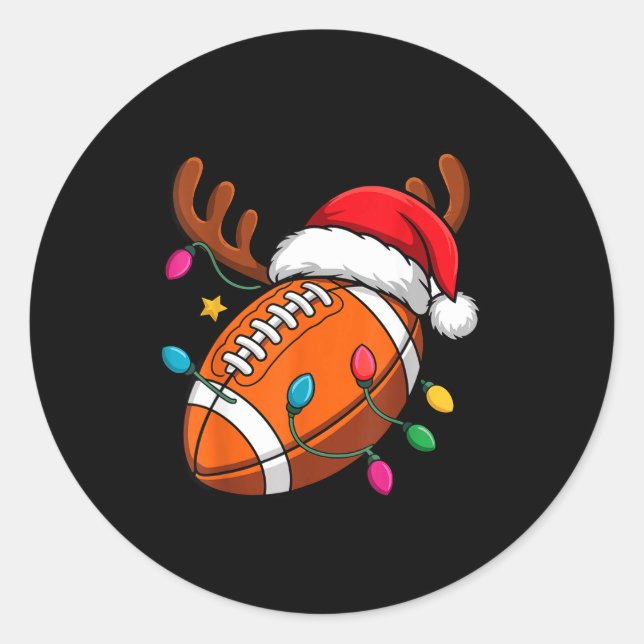 Adesivo Redondo Football American Reindeer Horns Christmas Xmas Ba (Frente)