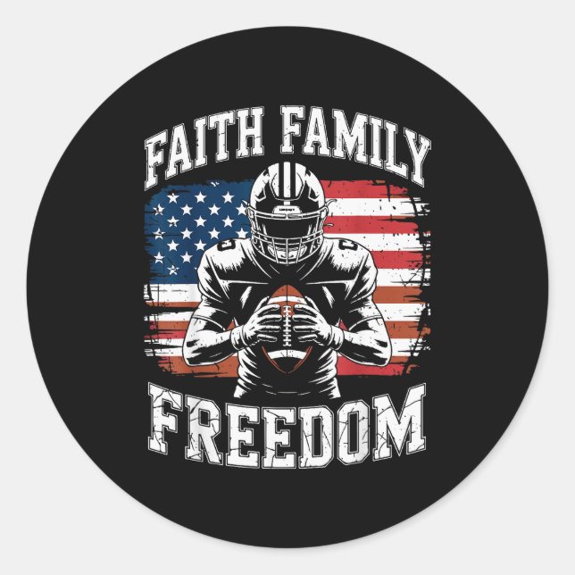 Adesivo Redondo Football Faith Family Dom Patriotic Christian Foot (Frente)