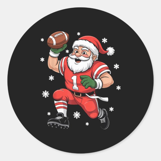 Adesivo Redondo Football Santa Claus Lineman Christmas Quarterback (Frente)
