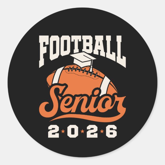 Adesivo Redondo Football Senior Class of 2026 Graduating  (Frente)