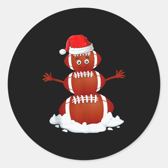 Adesivo Redondo Football Snowman Xmas Holiday Srts Player Funny Ch (Frente)