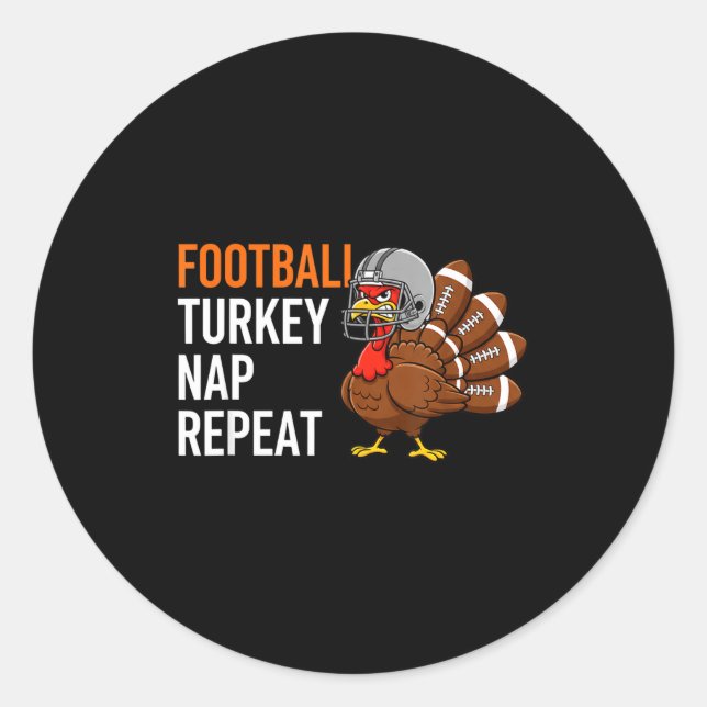 Adesivo Redondo Football Turkey Nap Repeat - Thanksgiving Dad &amp (Frente)