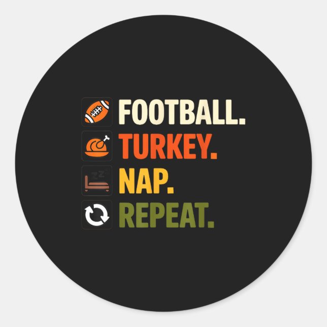 Adesivo Redondo Football Turkey Thanksgiving For Kids Boys Men  (Frente)