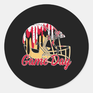 Adesivo Redondo Footll Drip Game Day Sports Footll Mom Go Cheer Re