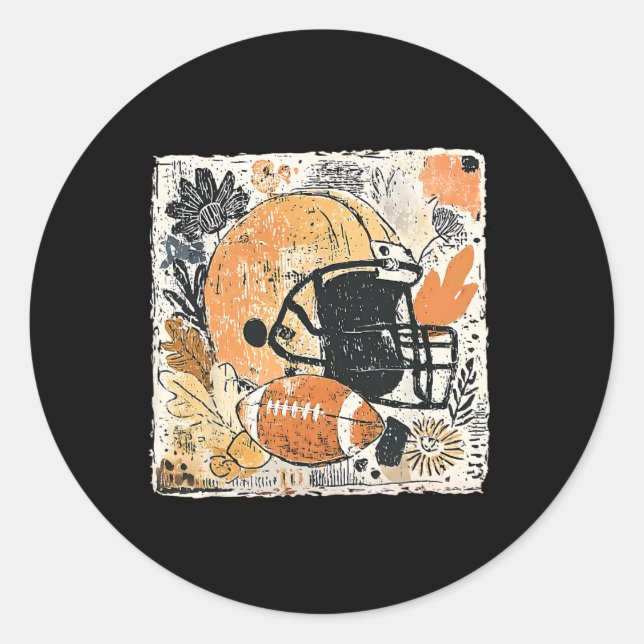 Adesivo Redondo Footll Mama Boho Floral Fall Touchdown Season Game (Frente)