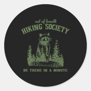 Adesivo Redondo Fora Do Respiro, A Sociedade Funny Raccoon Hiker N