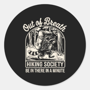 Adesivo Redondo Fora Do Respiro, O Funny Raccoon Hiker Da Sociedad