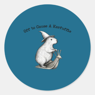 Adesivo Redondo Fora para causar um meme de capivara bagunçado 