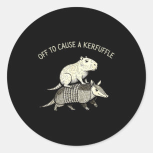 Adesivo Redondo Fora para causar um tumulto capivara tatu engraçad