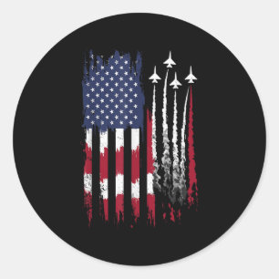 Adesivo Redondo Força Aérea Americana Bandeira Patriótica Vermelha