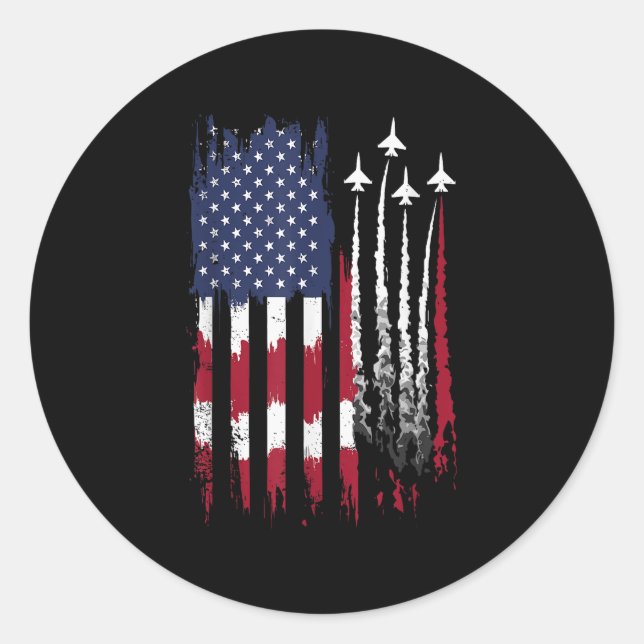 Adesivo Redondo Força Aérea Americana Bandeira Patriótica Vermelha (Frente)
