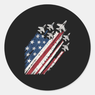 Adesivo Redondo Força Aérea Americana Bandeira Patriótica Vermelha