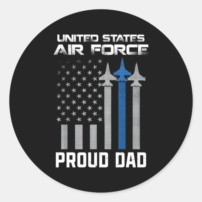 Adesivo Redondo Força Aérea Americana Pai Orgulhoso e Orgulhoso Pa (Frente)