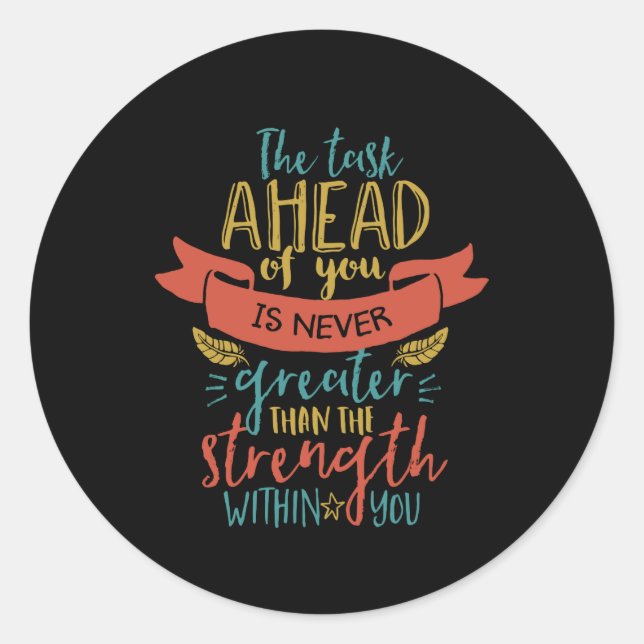 Adesivo Redondo Força de citação inspiradora acredite em si mesmo (Frente)