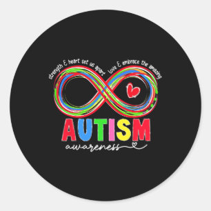 Adesivo Redondo Força De Sensibilização Autismo E Coração Nos Sepa