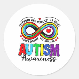 Adesivo Redondo Força De Sensibilização Autismo E Coração Nos Sepa