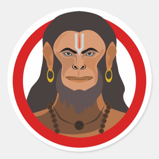 Adesivo Redondo Força e Devoção: Bênção de Hanuman (Frente)
