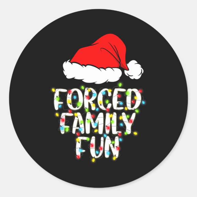 Adesivo Redondo Forced Family Fun Sarcastic Christmas Funny Gift  (Frente)
