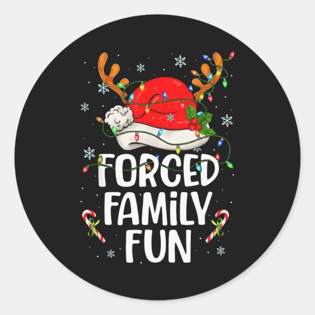 Adesivo Redondo Forced Family Fun Sarcastic Christmas Funny Men Wo (Frente)