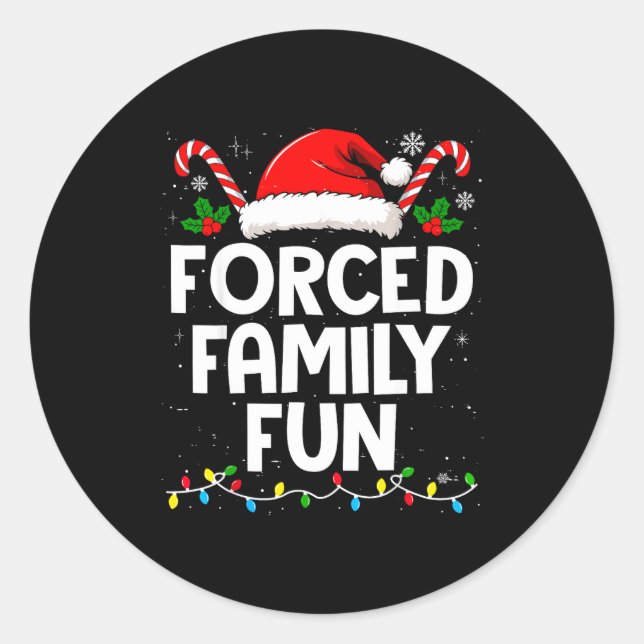 Adesivo Redondo Forced Family Fun Sarcastic Christmas Funny Men Wo (Frente)