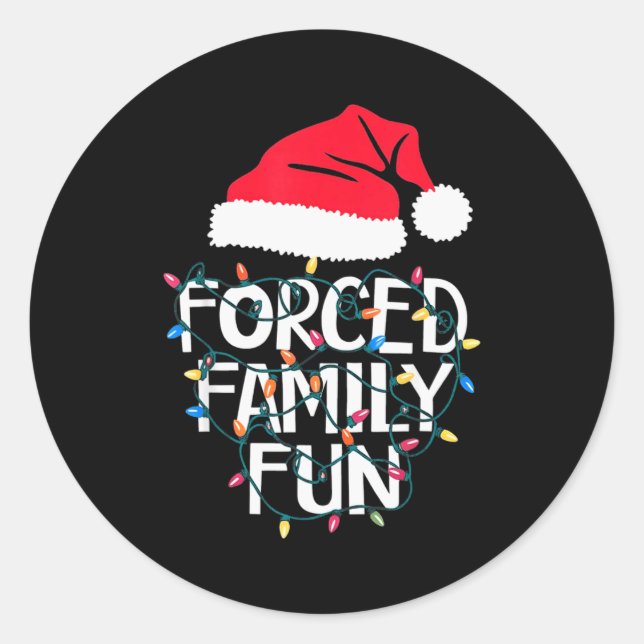 Adesivo Redondo Forced Family Fun Sarcastic Christmas Funny Men Wo (Frente)
