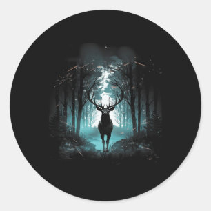 Adesivo Redondo Forest Deer Wildlife Animal Ilustração 2