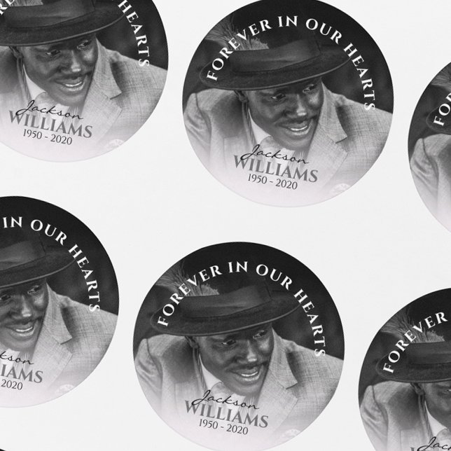 Adesivo Redondo Forever In Our Hearts | Photo Memorial Funeral (Criador carregado)