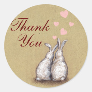 Adesivo Redondo Forever Love Bunnies Obrigado Sticker 2